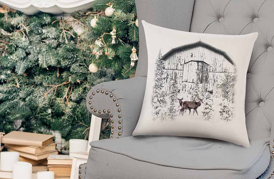 Winter Barn Pillow Cover | Handmade in the USA