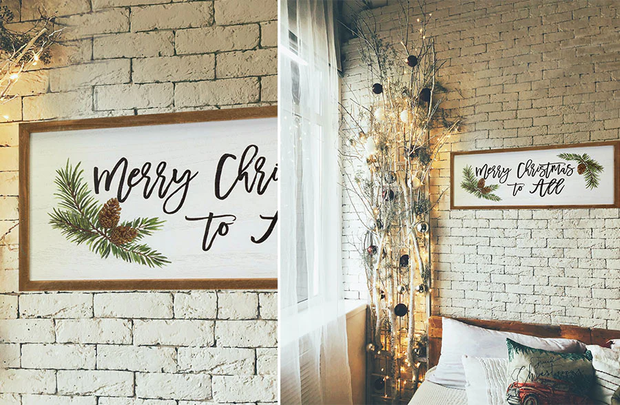 Merry Christmas To All Wooden Framed Sign