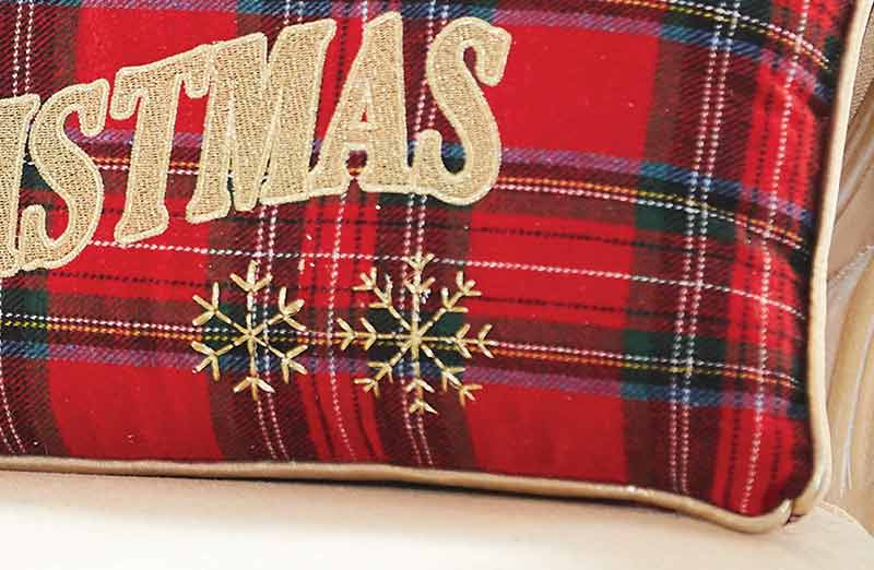 Merry Christmas Plaid Pillow