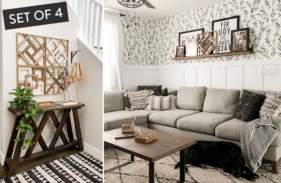 Assorted Wooden Wall Art Pieces, Set of 4