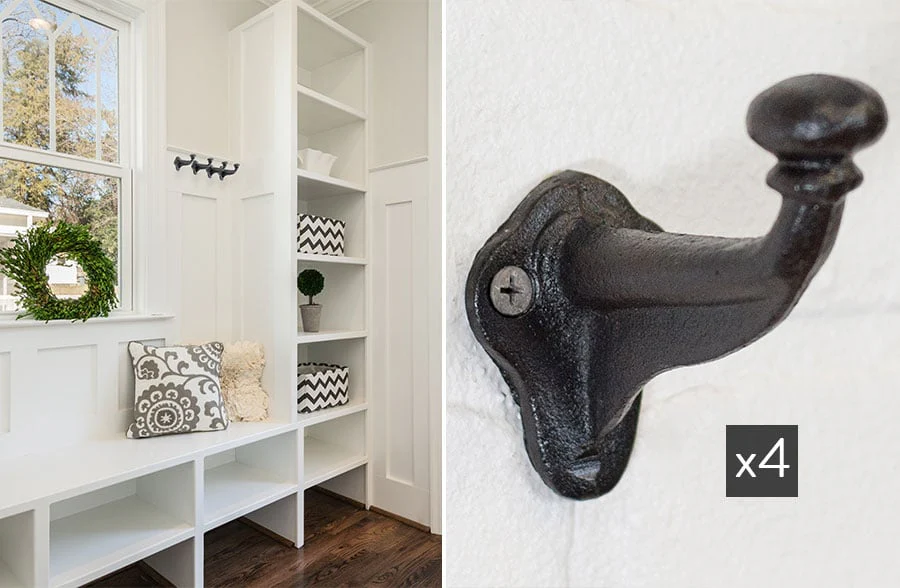 Cast Iron Wall Hook, Set of 4