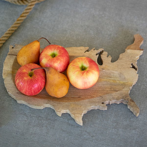 Carved Wooden USA Platter