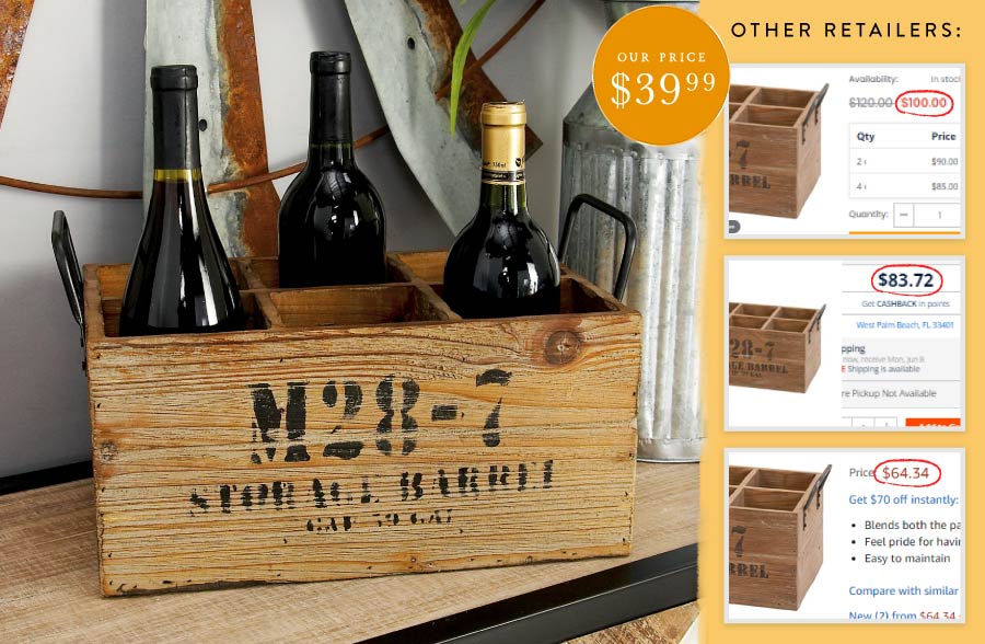 Vintage Wooden Wine Crate with Handles