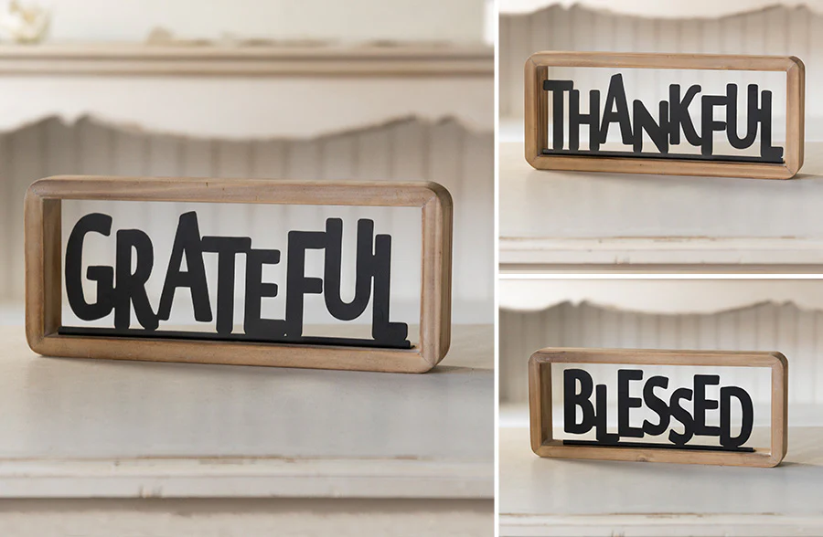 Heartfelt Metal Cutout Signs in Wooden Frames, Pick Your Word | Modern Farmhouse