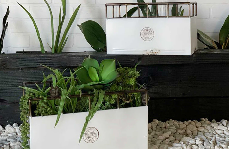 Chippy White Enamel Storage Bins, Set of 2