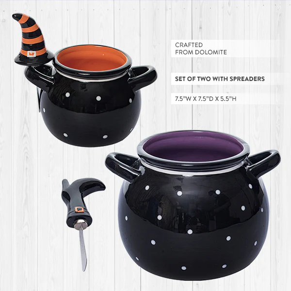 Cauldron Dip Bowl with Spreaders, Set of 2