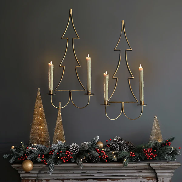 Christmas Tree Wall Sconces, Set of 2