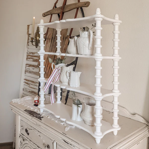 24 Inch White Spindle Wood Shelf