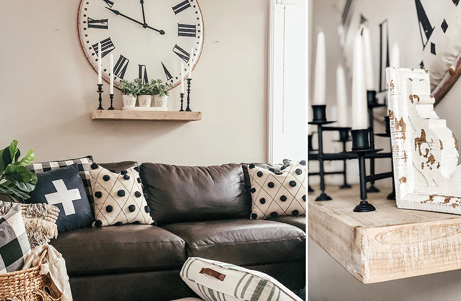Whitewashed Chunky Floating Shelf