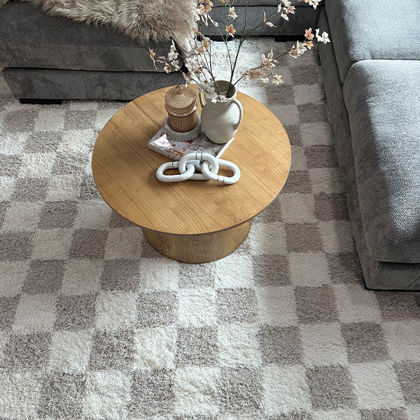 Neutral Checkered Area Rug