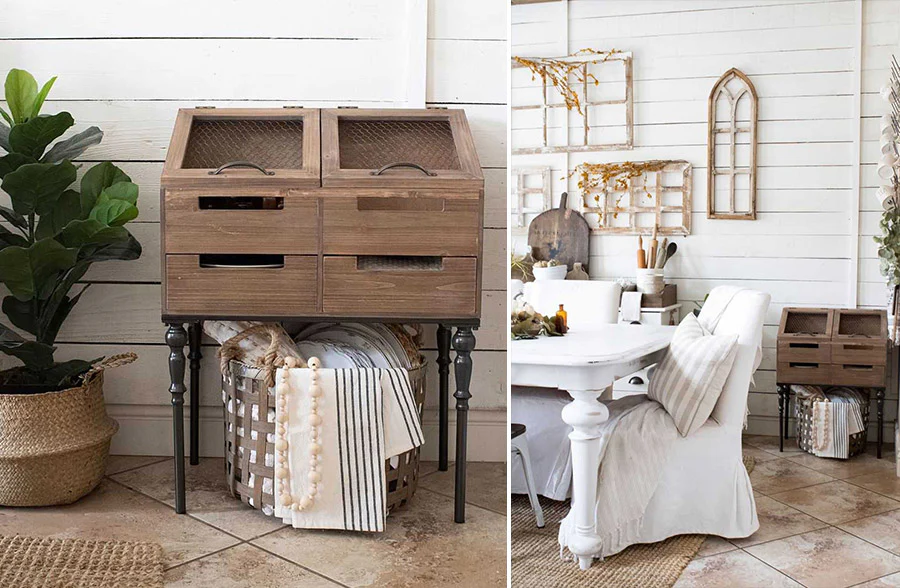 Rustic Wood Cubby Table