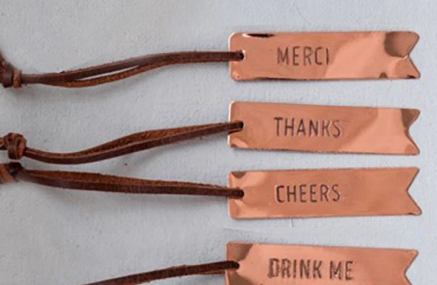 Copper Bottle Tags, Set of 6