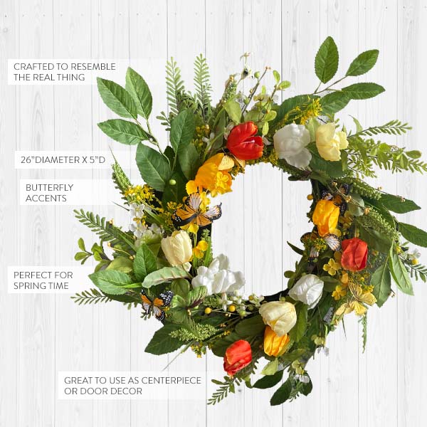 Premium Butterfly and Tulip Wreath