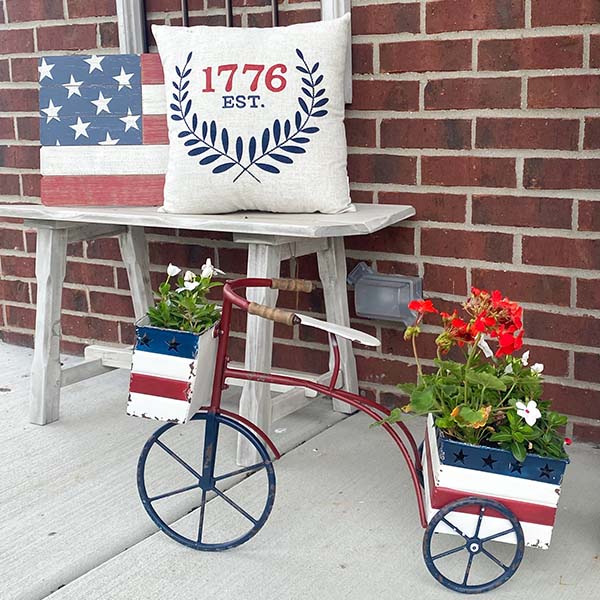 Patriotic Metal Trike Planter