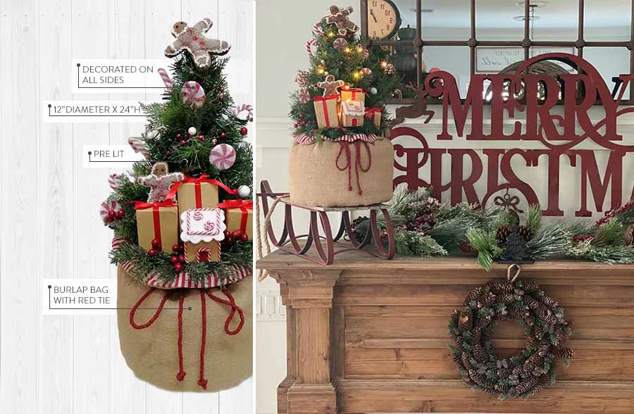 Light Up Santa Gift Bag Tree