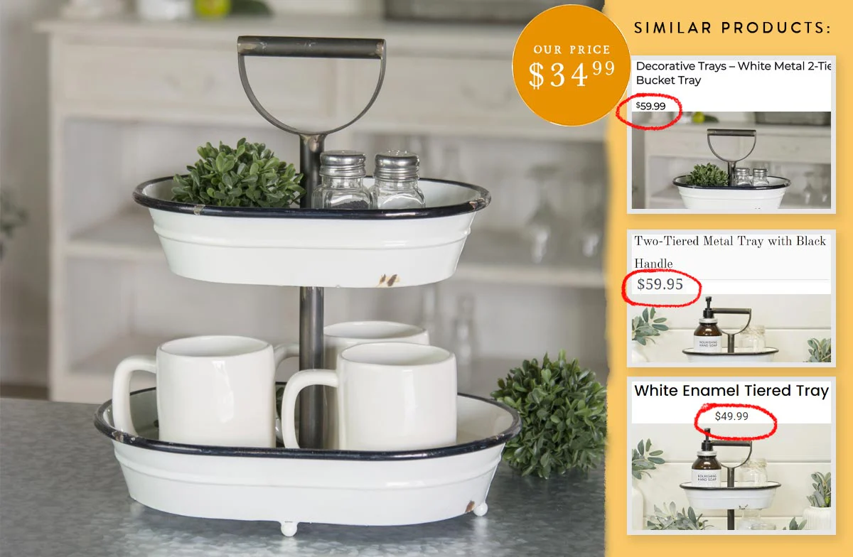 Enamel Two Tier Tray With Handle