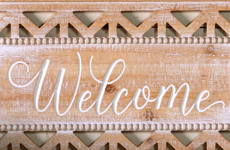 Beaded Frame Engraved Welcome Sign