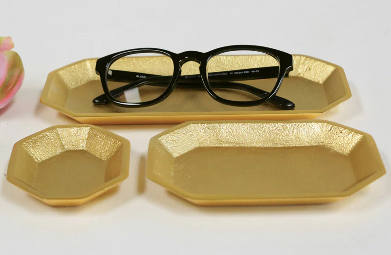 Gold Finish Aluminum Trays  Set of 3