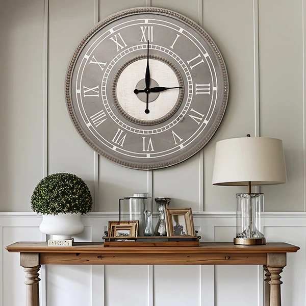 Oversized Beaded Edge Wooden Wall Clock