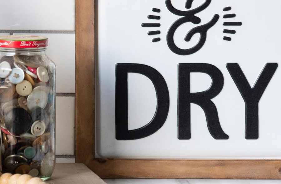 Wooden Framed Wash and Dry Sign