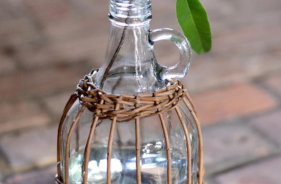 Rattan Wicker Wrapped Glass Jug