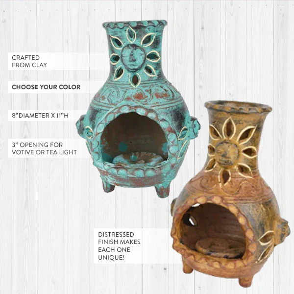 Handmade Tabletop Chimenea, Pick Your Color