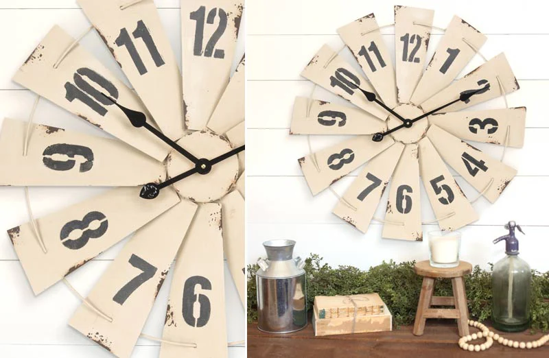 Metal Windmill Wall Clock