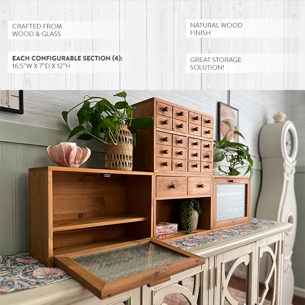 Rustic Wooden Tabletop Storage Cabinet