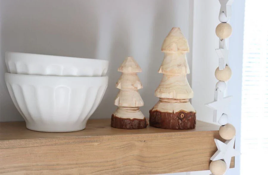 Hand-Carved Live Edge Log Christmas Tree, Pick Your Size