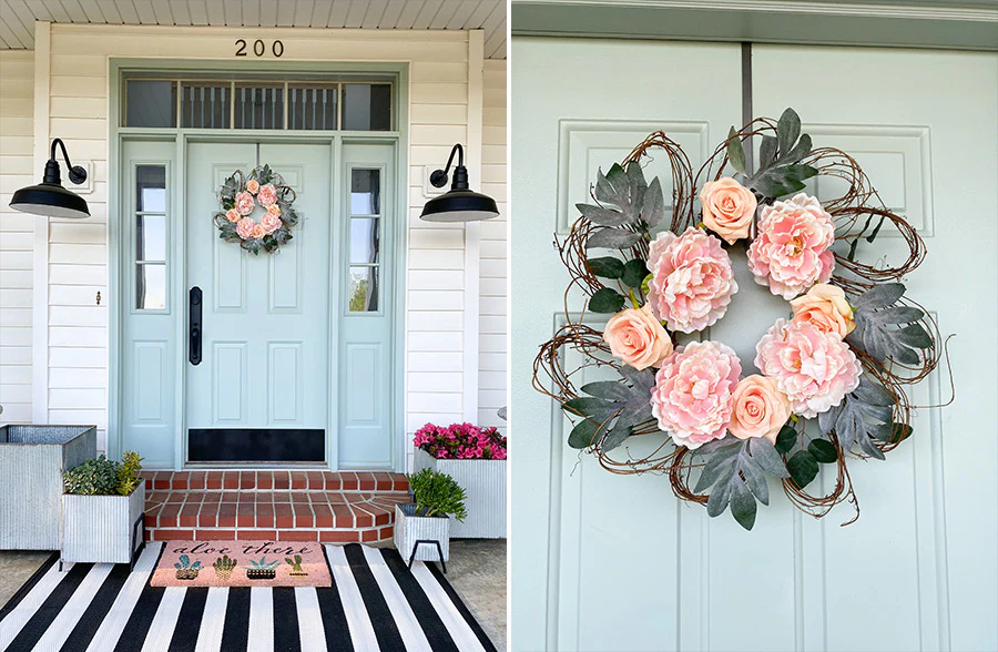 Peony and Rose Vine Wreath