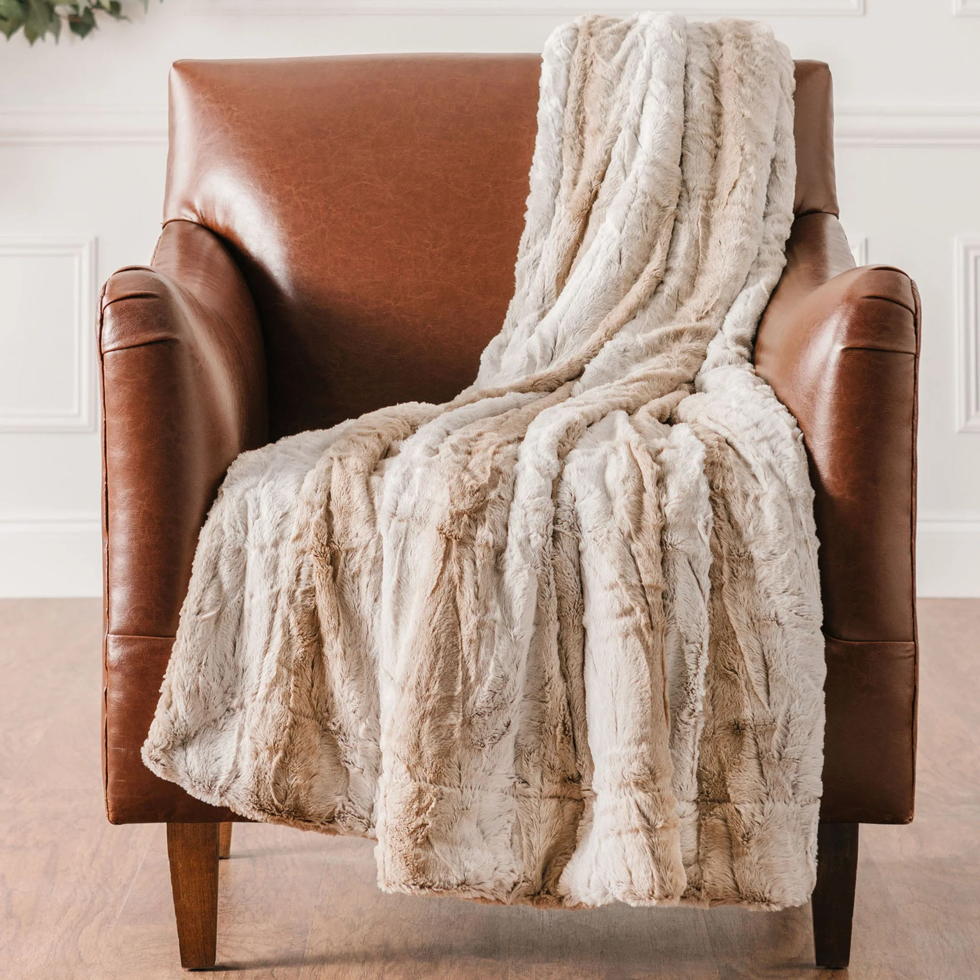 Faux Fur Brown Ombre Throw Blanket
