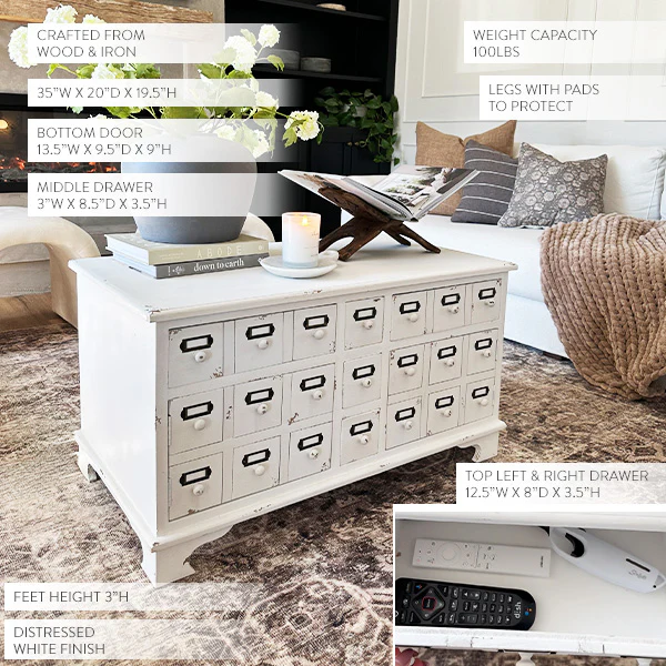 Distressed Apothecary White Cabinet