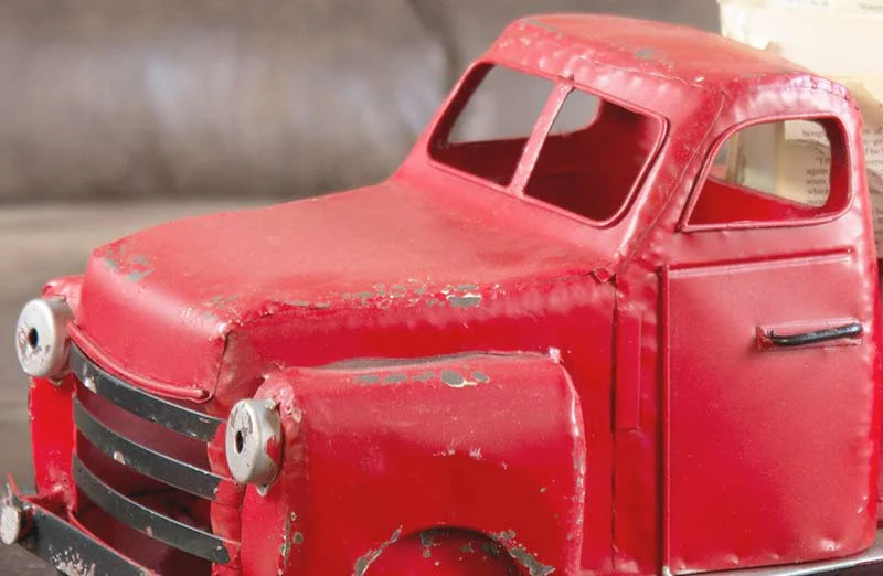 Antiqued Red Metal Truck