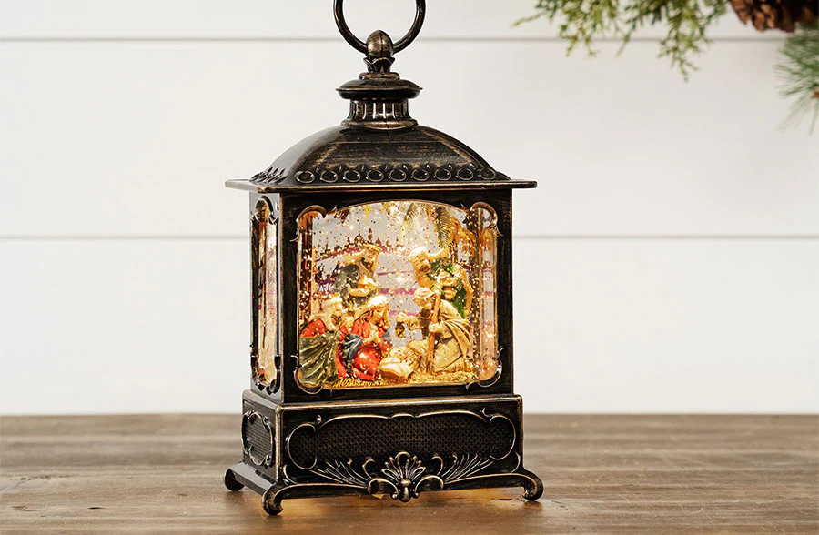 Nativity Scene Snow Globe Lantern