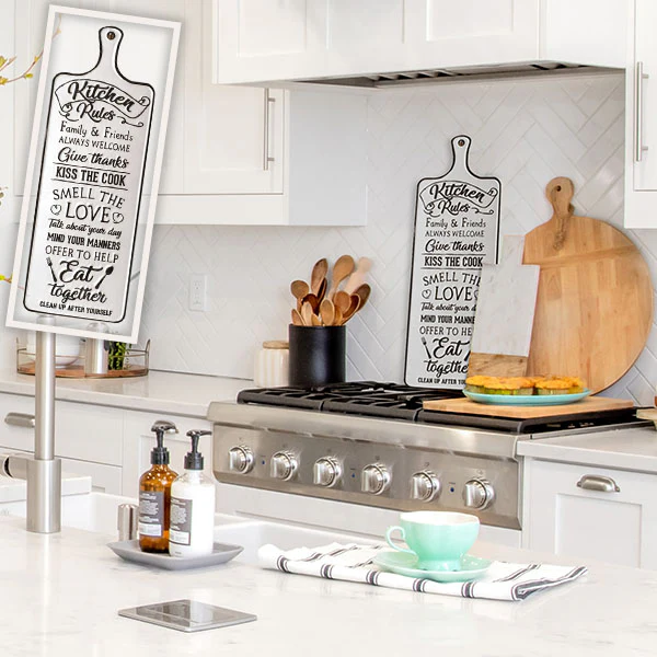 24 Inch Enamel Paddleboard Kitchen Rules Sign