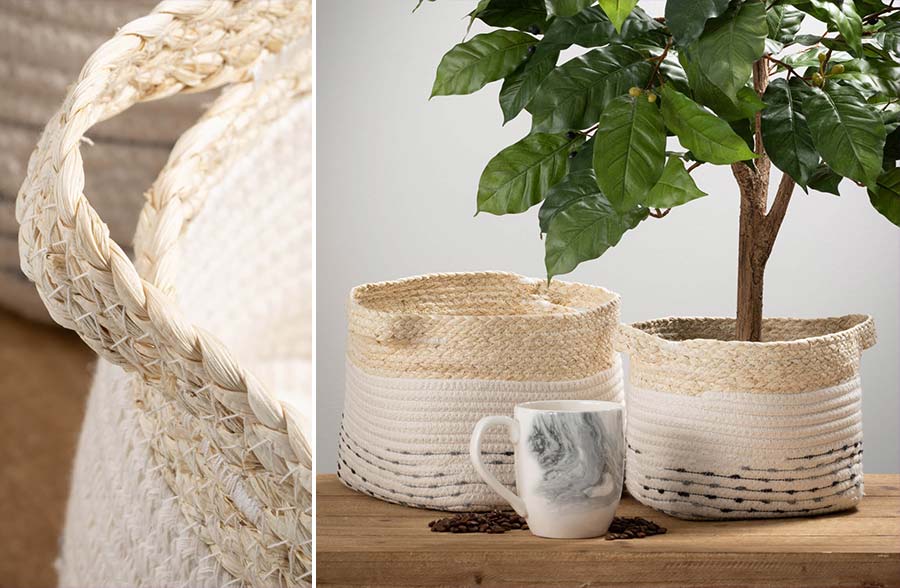 Handwoven Maize Baskets with Handles, Set of 2