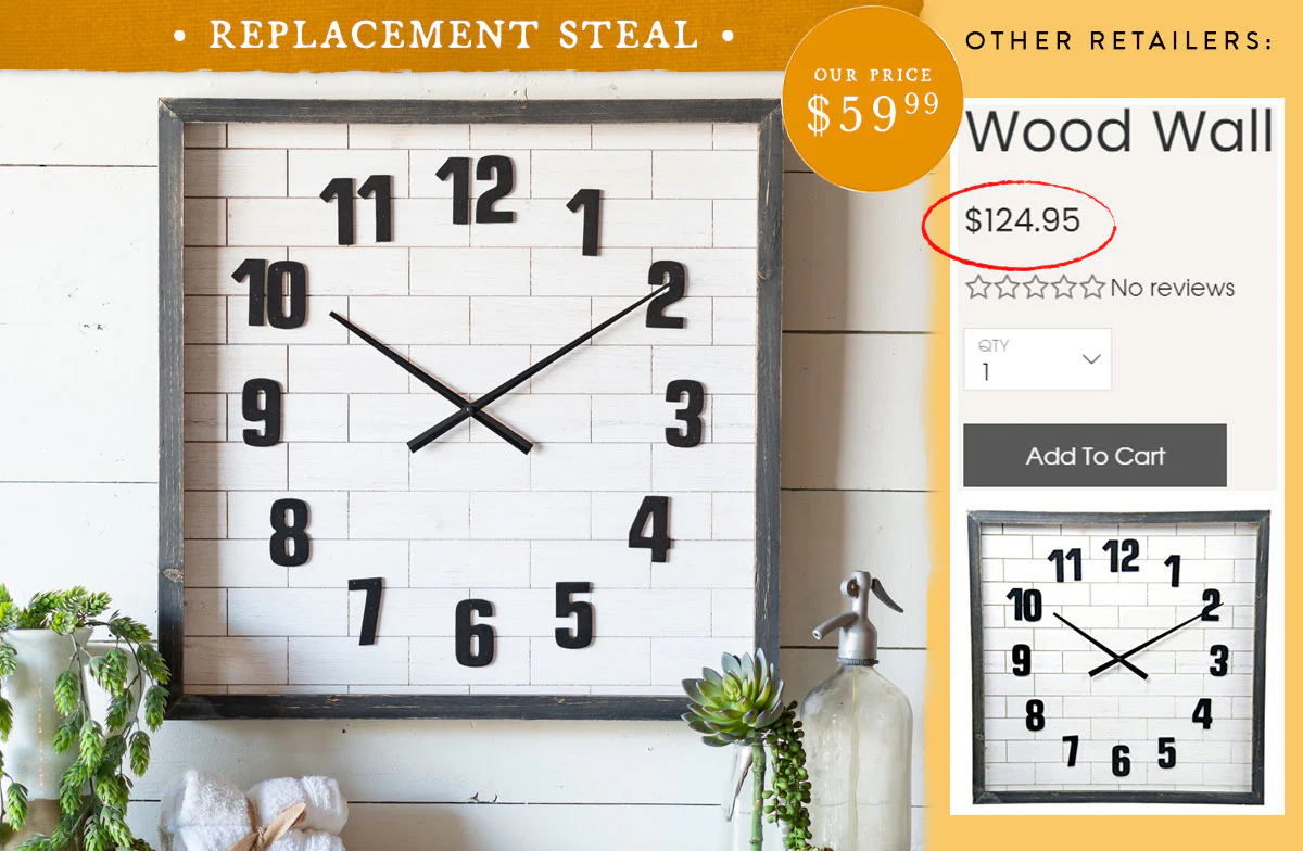 Wooden Framed Subway Tile Clock