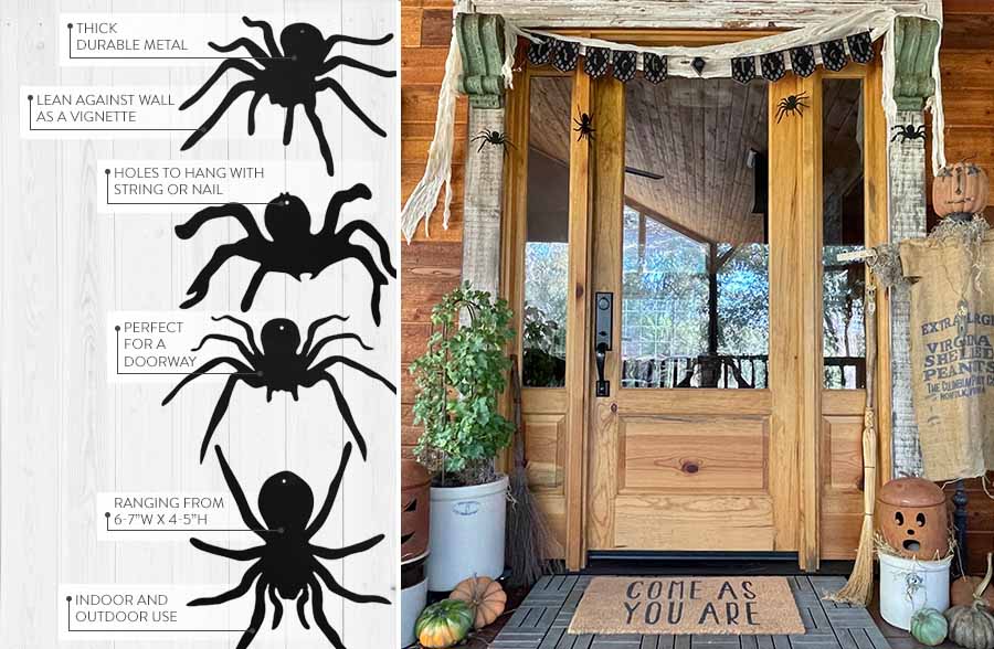 Creepy Crawly Metal Spider Silhouettes, Set of 4