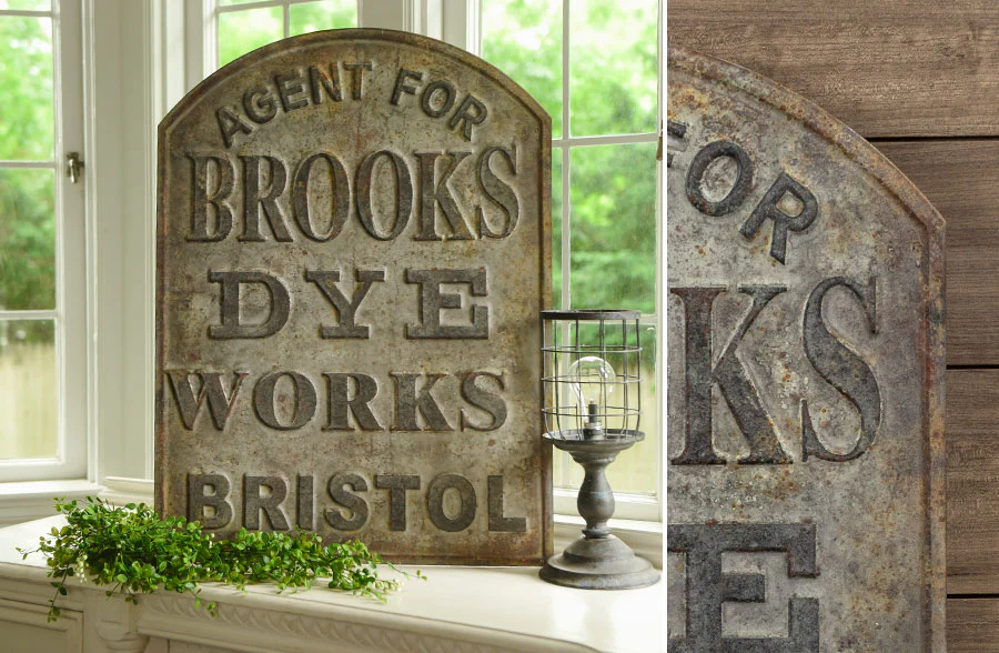 Rusted Finish Brooks Dye Works Sign
