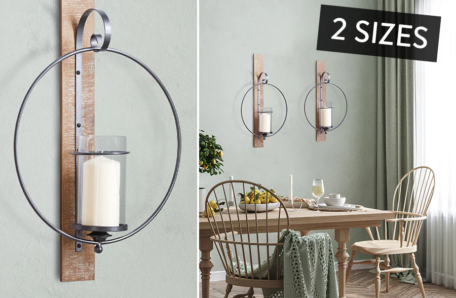 LARGE Wood and Metal Wall Sconce, Pick Your Size