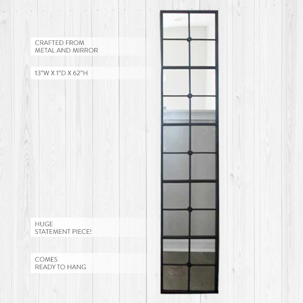 62 Inch Tall Industrial Window Pane Mirror