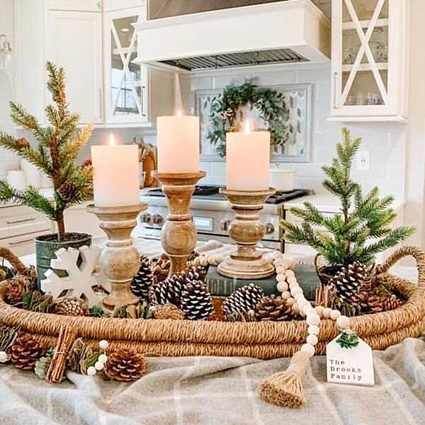 Chunky Wooden Candle Sticks, Set of 3