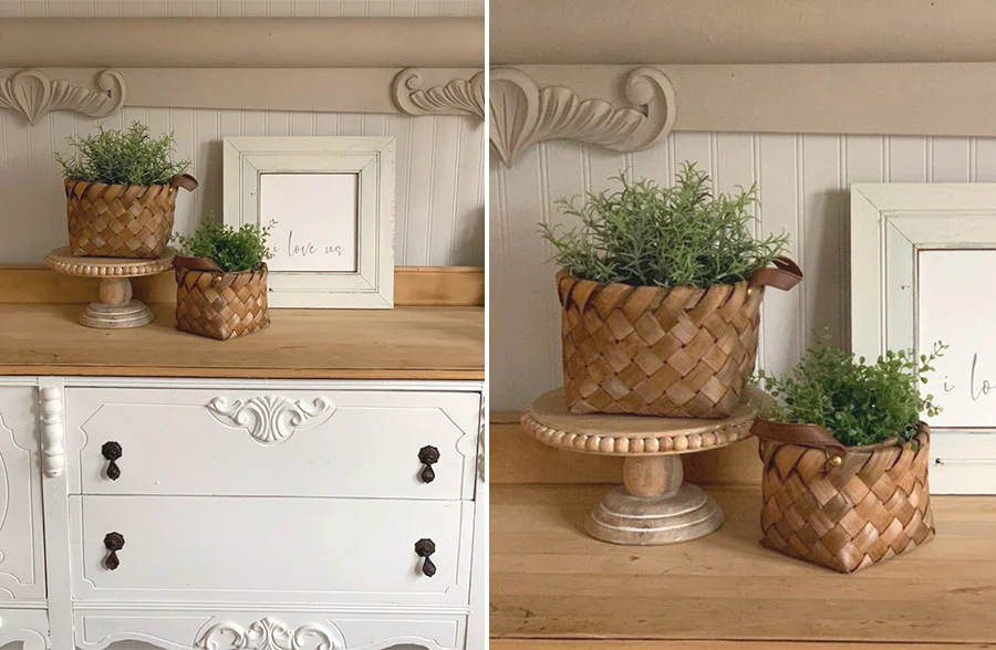 Woven Baskets with Handle, Set of 2