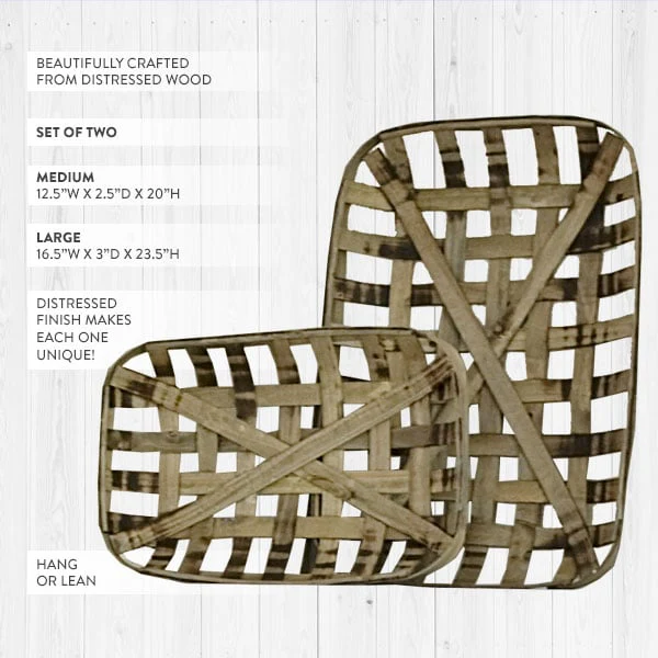 Vintage Reproduction Tobacco Baskets, Set of 2