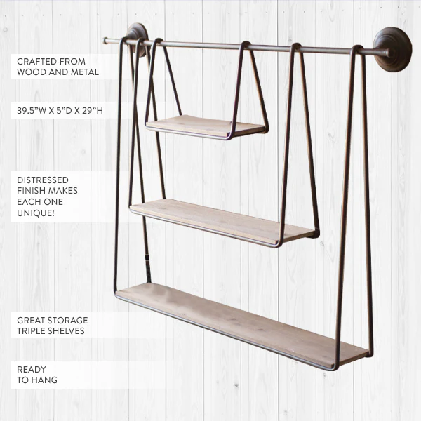 Utilitarian Three-Tiered Open Shelving Unit