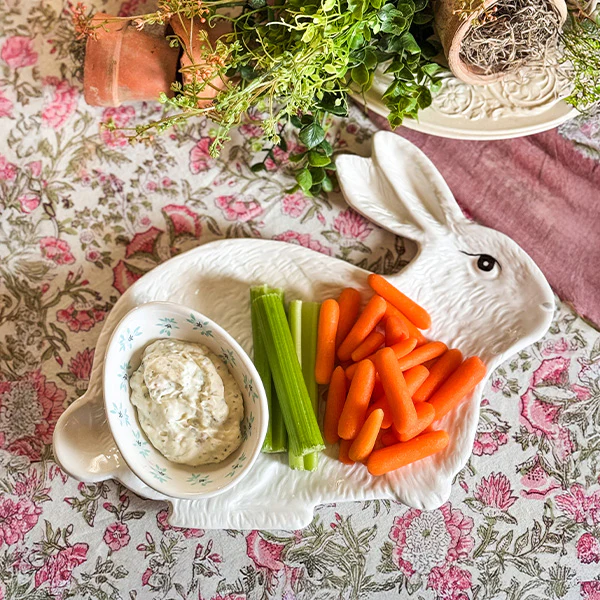 Easter Bunny Serving Tray with Dipping Bowl