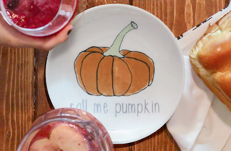 Stoneware Thanksgiving Plates, Set of 6 Styles