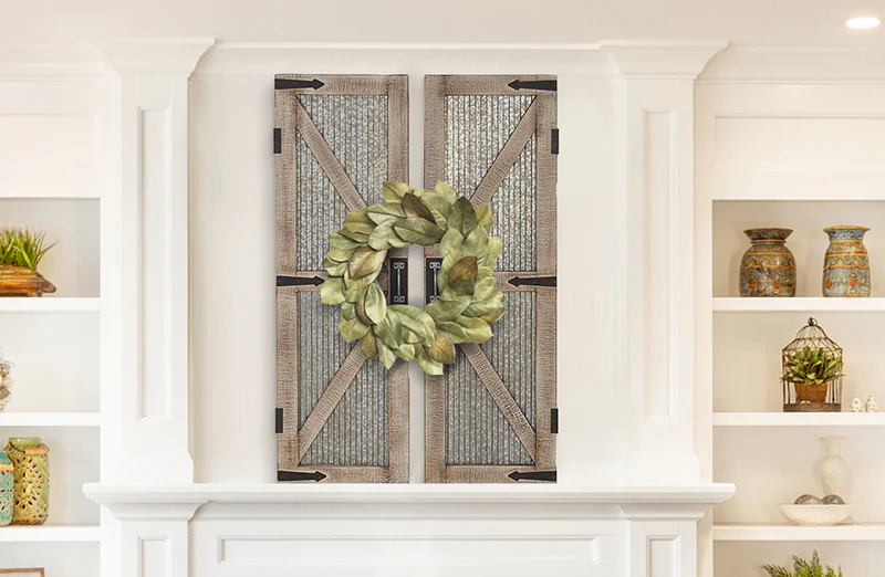 *HUUUGE* Distressed Barn Door Wall Plaque Pair