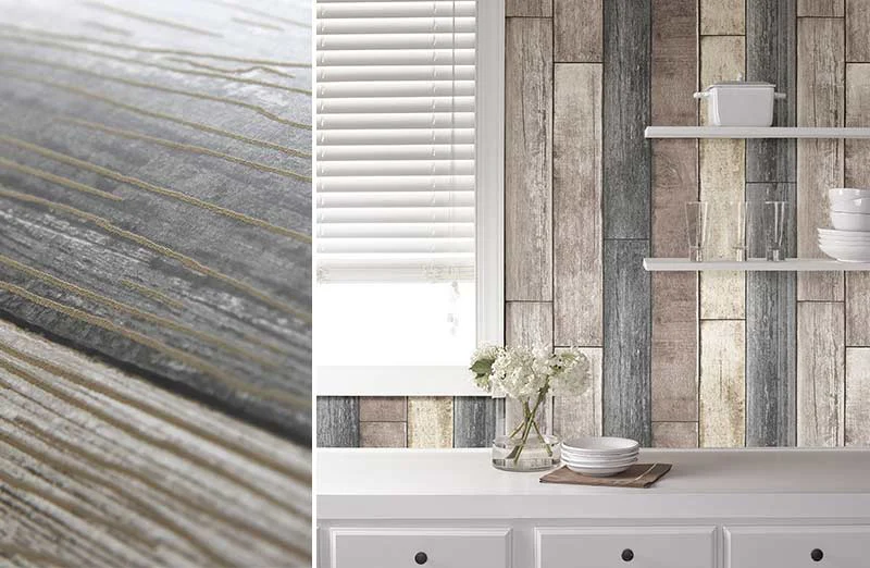 Natural Wood Plank Shiplap Peel and Stick Wallpaper