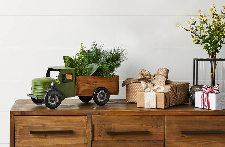 Vintage Green Produce Truck